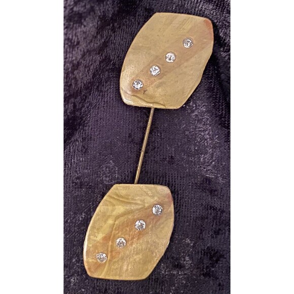 Vintage Hat Pin 30s Art Deco Celluloid w/ Rhinestones Unique Adornment Brooch - Picture 3 of 7